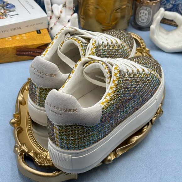 🆕 KURT GEIGER LONDON 🧿 NWOB Laney Rainbow Crystal Platform Sneaker Sz 38.5 US8 - Picture 9 of 14